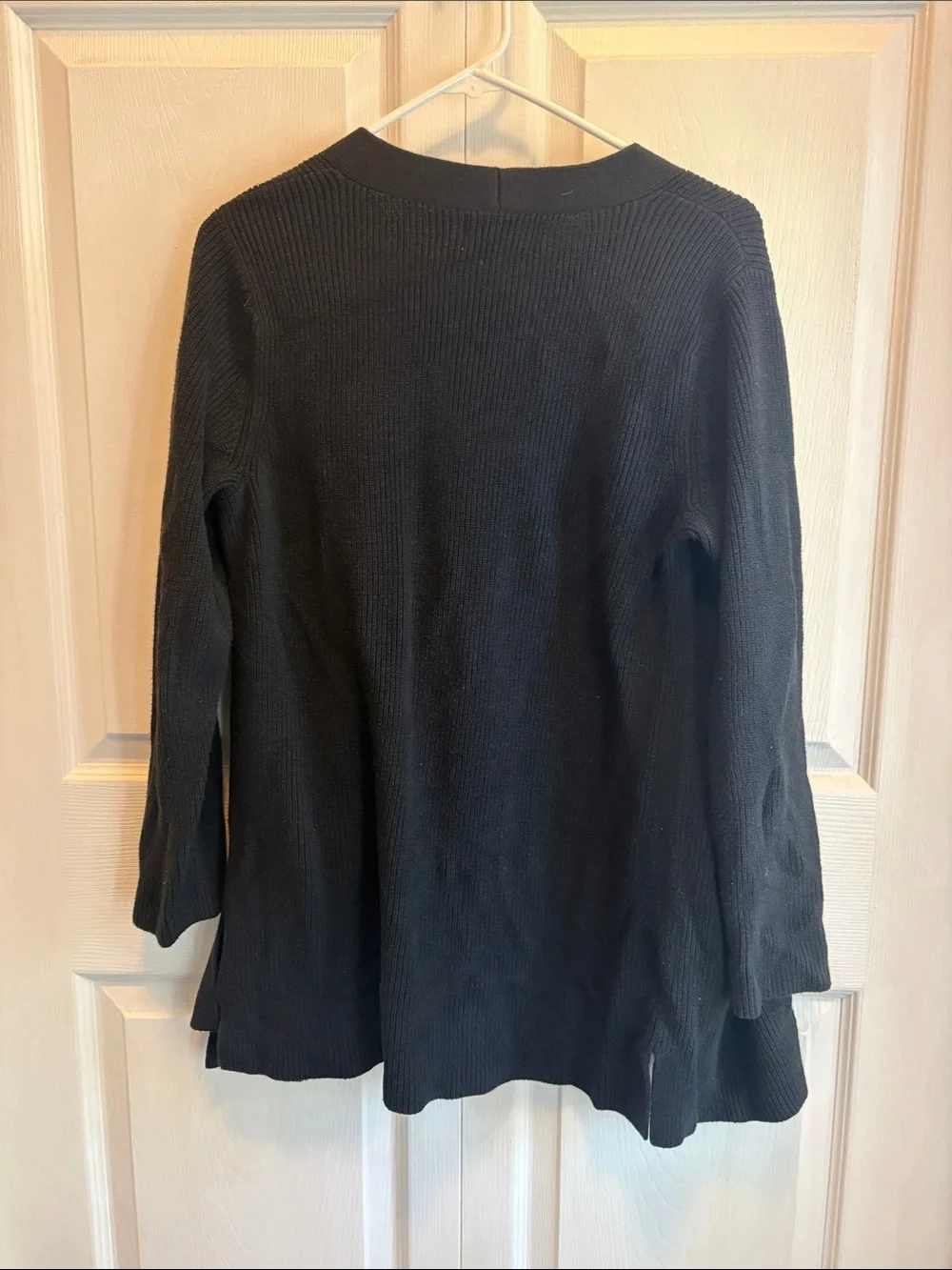 Old Navy Black Ribbed Open Front Cardigan Sweater Small Pockets Livaeco - Picture 6 of 6